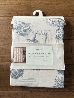 New Toile De Jouy Shower Curtain English Cottage Style Cotton Linen